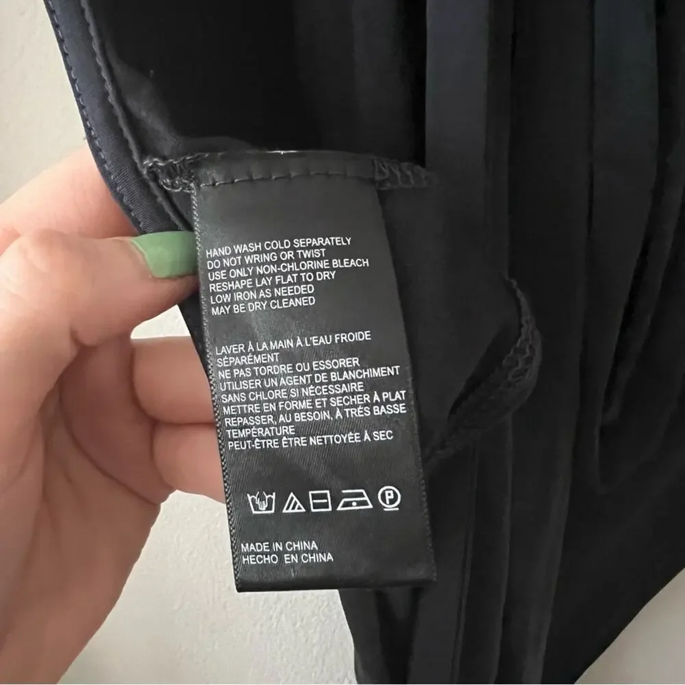 Anthropologie Black Open-Back Wrap Bodysuit